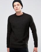 D-struct Chunky Ribbed Crew Neck Sweater - Black