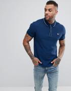 Fred Perry Slim Fit Slim Fit Tipped Placket Pique Polo Shirt In Blue - Blue