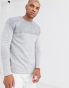 Only & Sons Knitted Sweater With Color Block Melange Panel
