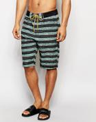 Asos Boardie Swim Shorts With Digital Stripe - Multi