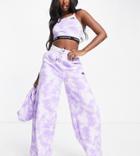 The North Face Straight Leg Sweatpants In Purple Tie Dye Exclusive At Asos-blue