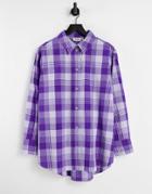 Weekday Edyn Organic Cotton Poplin Checked Shirt In Purple