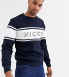 Nicce Sweatshirt In Navy With White Panel Logo