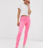 Parisian Petite Skinny High Waist Jeans In Neon Pink