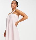 Flounce London Petite Asymmetric Strap Mini Trapeze Dress In Baby Pink