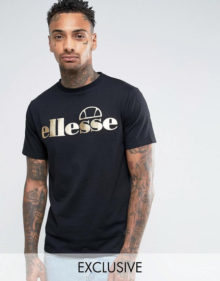 Ellesse T-shirt With Large Logo - Black