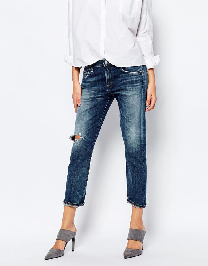 A-gold-e Isabel Slim Boyfriend Jeans With Distressing - Blue