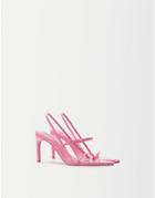 Bershka Pointed Heeled Sandal With Strap Detail In Bright Pink