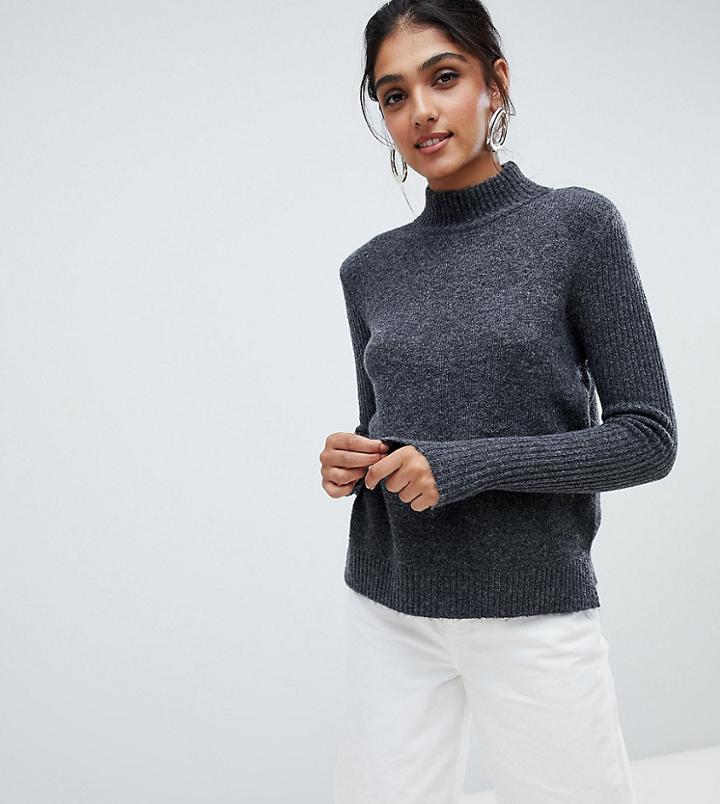 Y.a.s Tall High Neck Knitted Sweater - Gray
