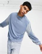 Liquor N Poker Sweatshirt In Light Blue Polar Fleece With Tonal Paneling - Part Of A Set