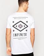 Asos Longline T-shirt With Geo-tribal Chest And Back Print - White