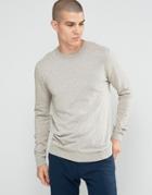 Asos Crew Neck Sweater In Gray Nep Cotton - Gray