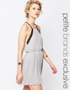 True Decadence Petite Eyelet Trim Chiffon Cami Dress - Gray