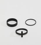 Asos Design Plus Ring Pack With Cross In Matte Black - Black