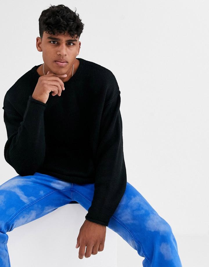 Asos Design Oversized Sweater In Black