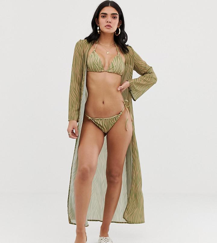 Boohoo Beach Kimono In Pastel Zebra - Multi