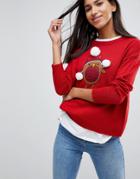 Brave Soul Holidays Robin Sweater - Red
