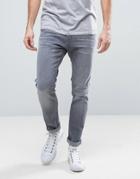 Esprit Skinny Fit Jeans In Mid Gray Wash - Gray