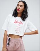 Missguided Barbie City Print Crop T-shirt - White