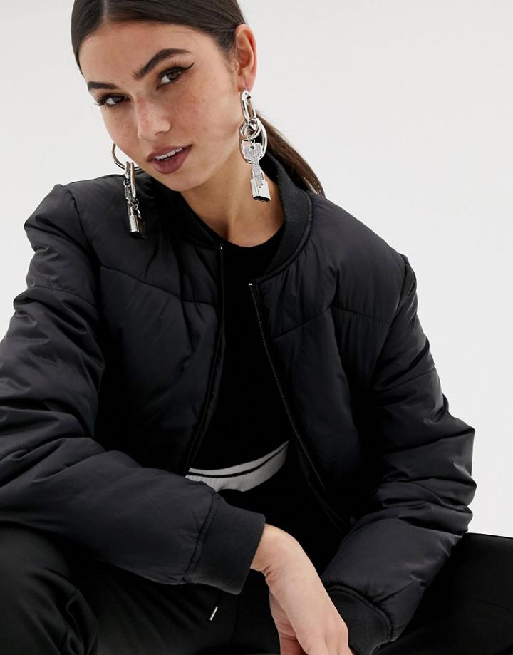 Asos Design Statement Hoop Earrings With Padlock And Key Design In Silver - Silver