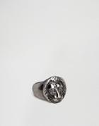 Simon Carter Lion Ring In Antique Silver - Silver