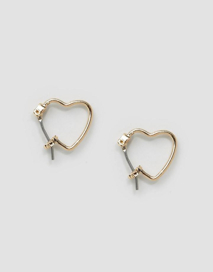 Asos 12mm Heart Hoop Earrings - Gold