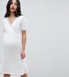 Bluebelle Maternity Wrap Dress With Lace Detail - Cream