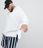 Asos Design Plus Oversized Hoodie With Step Hem In White Marl - White