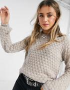 Pieces Textured Sweater In Pale Lilac-black