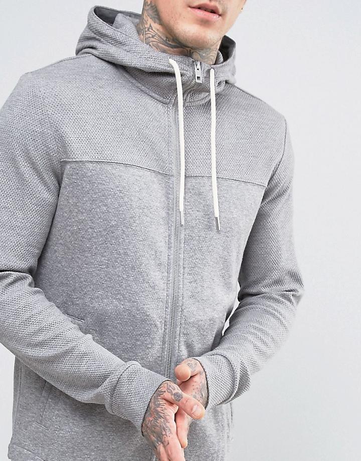 Boss Orange By Hugo Boss Zip Thru Hoodie Waffle - Gray