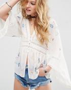 Asos Embroidered Premium Lace Insert Blouse - Multi