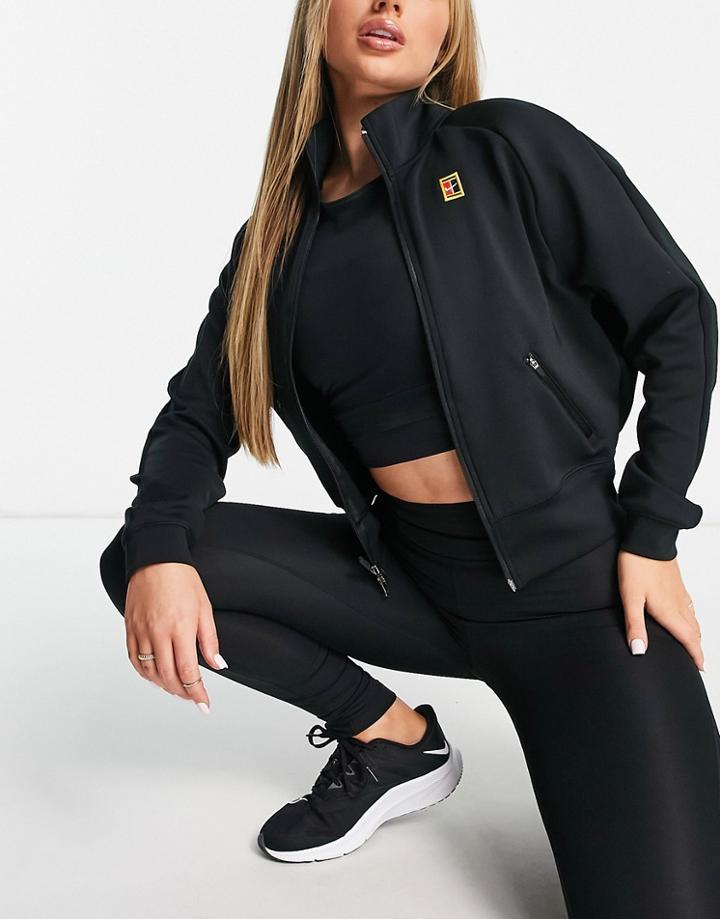 Nike Court Dri-fit Heritage Zip-through Jacket In Black
