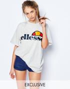 Ellesse Oversized Boyfriend T-shirt With Front Logo - Oatmal