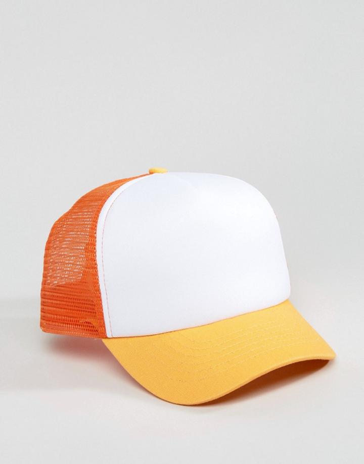 Artsac Workshop Trucker Cap With Contrast Peak - Orange