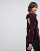 H.one Open Back Wool Blend Sweater - Red