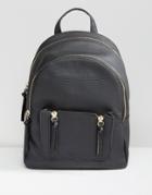 New Look Mini Zip Pocket Backpack - Black