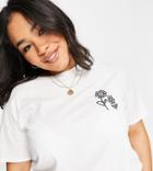 Asos Design Curve Relaxed T-shirt With Cartoon Flower Print In White