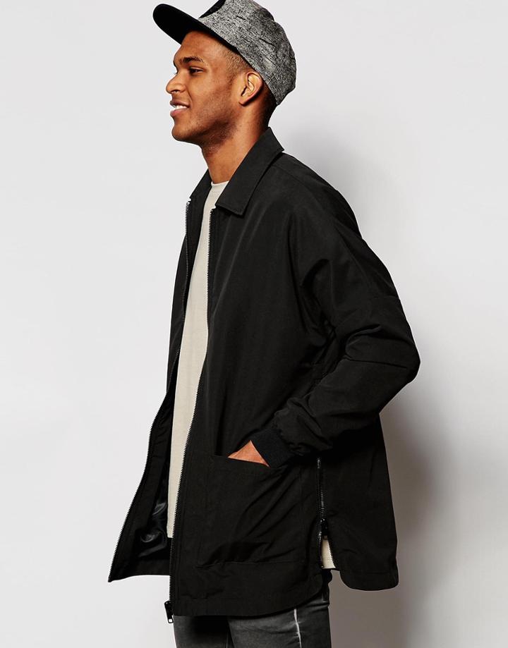 Asos Coach Jacket With Side Zip In Black - Black