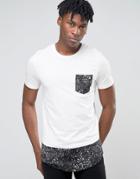 Jack & Jones Longline T-shirt Contrast Pocket And Curved Hem - White