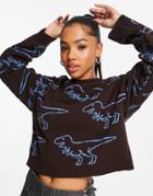Asos Design Sweater In Dinosaur Pattern In Brown