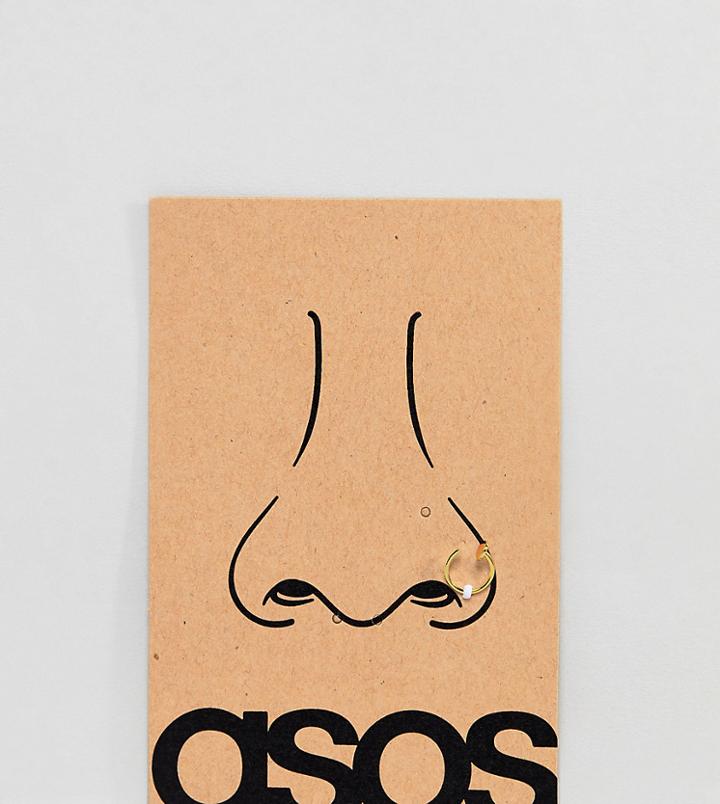 Asos Design Sterling Silver Gold Plated Nose Ring - Gold