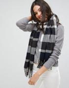 Plush Ultra Soft Woven Plaid Scarf In Navy Plaid - Navy
