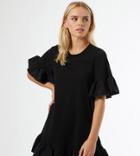 Miss Selfridge Petite Frill Detail T-shirt Dress In Black