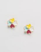 Asos 3d Enamel Flower Stud Earrings - Multi