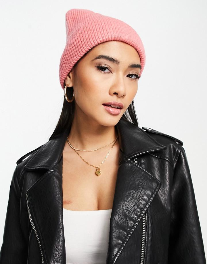 Na-kd Wool Blend Knitted Beanie Hat In Pink