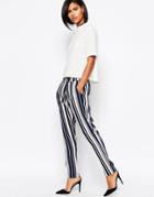 Vero Mod Stripe Tailored Peg Pant - Multi Stripe