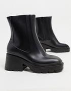 Asos Design Grounded Heeled Rain Boots In Black