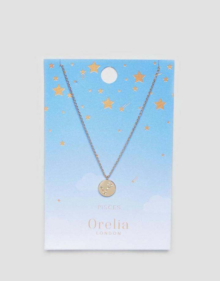 Orelia Pisces Constellation Disc Pendant - Gold