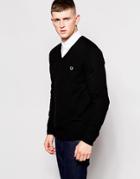 Fred Perry Sweater With V Neck In Black - Black