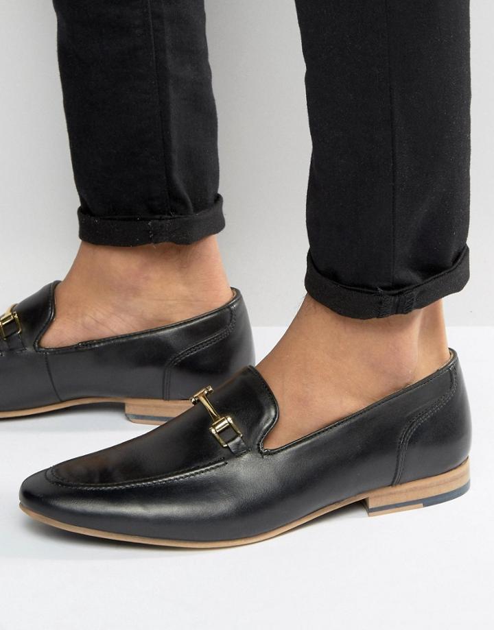 Kg By Kurt Geiger Buckle Loafers In Black Leather - Black